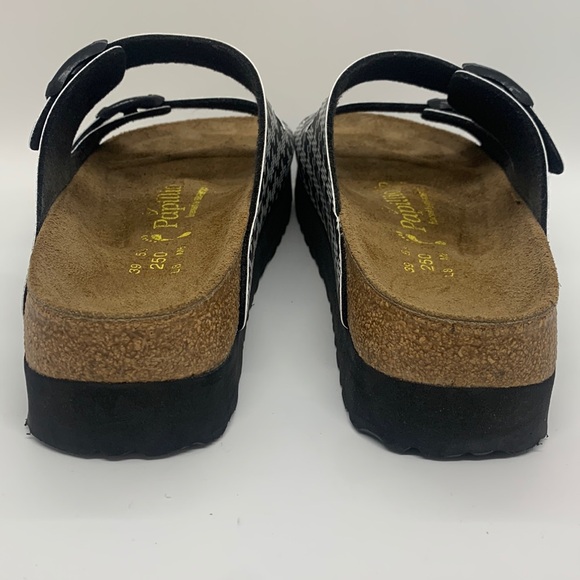 Papillio Birkenstock Arizona Knotted Sandal Black White L8 M6 Platform Chunky - Picture 7 of 16
